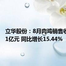 立华股份:8月肉鸡销售收入13.1亿元 同比增长15.44%