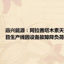 远兴能源:阿拉善塔木素天然碱项目生产线因设备故障降负荷运行