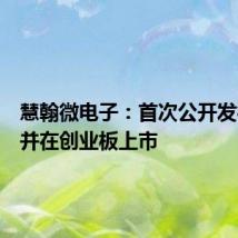 慧翰微电子:首次公开发行股票并在创业板上市
