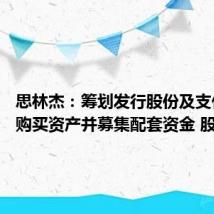 思林杰:筹划发行股份及支付现金购买资产并募集配套资金 股票停牌