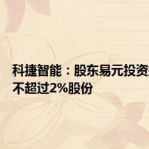 科捷智能:股东易元投资拟减持不超过2%股份
