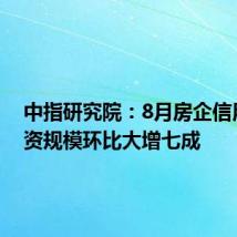 中指研究院:8月房企信用债融资规模环比大增七成