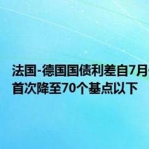 法国-德国国债利差自7月份以来首次降至70个基点以下