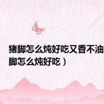 猪脚怎么炖好吃又香不油腻(猪脚怎么炖好吃)