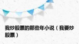 我炒股票的那些年小说（我要炒股票）