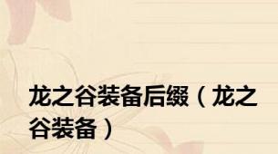 龙之谷装备后缀（龙之谷装备）