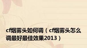cf烟雾头如何调（cf烟雾头怎么调最好最佳效果2013）