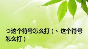 つ这个符号怎么打（丶这个符号怎么打）