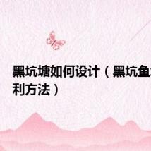 黑坑塘如何设计(黑坑鱼塘的盈利方法)