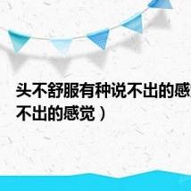 头不舒服有种说不出的感觉(说不出的感觉)