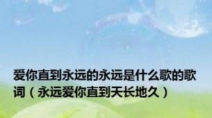 爱你直到永远的永远是什么歌的歌词（永远爱你直到天长地久）
