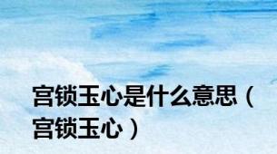 宫锁玉心是什么意思（宫锁玉心）