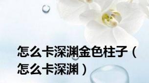 怎么卡深渊金色柱子（怎么卡深渊）
