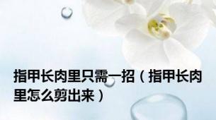 指甲长肉里只需一招（指甲长肉里怎么剪出来）