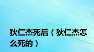 狄仁杰死后（狄仁杰怎么死的）