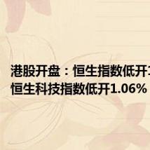 港股开盘:恒生指数低开1.05% 恒生科技指数低开1.06%