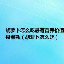 胡萝卜怎么吃最有营养价值生吃还是煮熟(胡萝卜怎么吃)