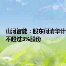 山河智能:股东何清华计划减持不超过3%股份