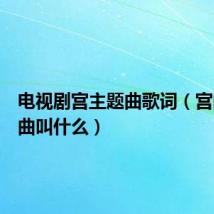 电视剧宫主题曲歌词(宫的主题曲叫什么)