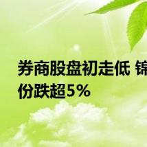 券商股盘初走低 锦龙股份跌超5%
