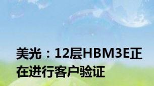 美光：12层HBM3E正在进行客户验证