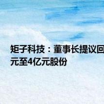 矩子科技:董事长提议回购2亿元至4亿元股份