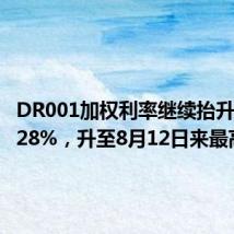 DR001加权利率继续抬升至1.9328%,升至8月12日来最高