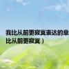 我比从前更寂寞表达的意思（我比从前更寂寞）