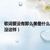 歌词爱没有那么美是什么歌(爱没这样)