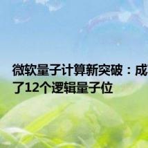 微软量子计算新突破:成功纠缠了12个逻辑量子位