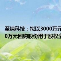 至纯科技:拟以3000万元至6000万元回购股份用于股权激励