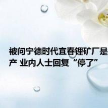 被问宁德时代宜春锂矿厂是否有停产 业内人士回复“停了”