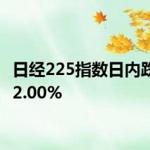 日经225指数日内跌幅达2.00%