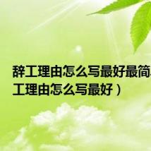 辞工理由怎么写最好最简单(辞工理由怎么写最好)