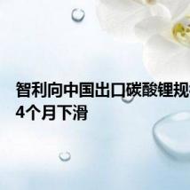 智利向中国出口碳酸锂规模连续4个月下滑