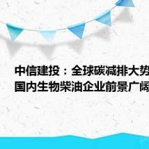 中信建投:全球碳减排大势所趋,国内生物柴油企业前景广阔