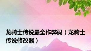 龙骑士传说最全作弊码（龙骑士传说修改器）