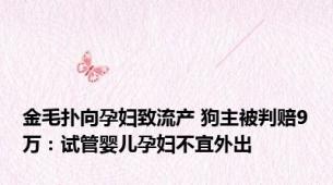 金毛扑向孕妇致流产 狗主被判赔9万：试管婴儿孕妇不宜外出