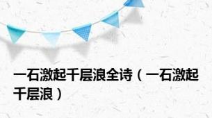 一石激起千层浪全诗（一石激起千层浪）