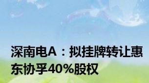 深南电A：拟挂牌转让惠东协孚40%股权