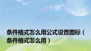 条件格式怎么用公式设置图标（条件格式怎么用）