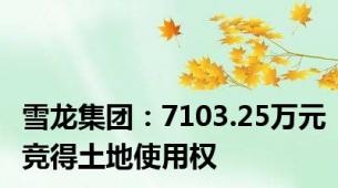 雪龙集团：7103.25万元竞得土地使用权