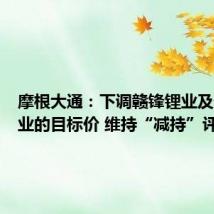 摩根大通:下调赣锋锂业及天齐锂业的目标价 维持“减持”评级