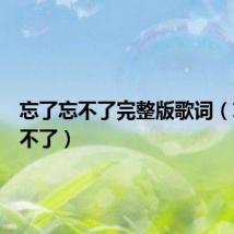 忘了忘不了完整版歌词(忘了忘不了)
