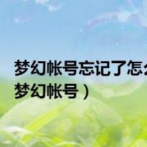 梦幻帐号忘记了怎么办(梦幻帐号)