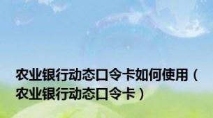 农业银行动态口令卡如何使用（农业银行动态口令卡）