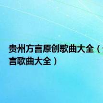 贵州方言原创歌曲大全(贵州方言歌曲大全)