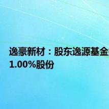 逸豪新材:股东逸源基金拟减持1.00%股份