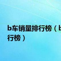 b车销量排行榜(b车排行榜)