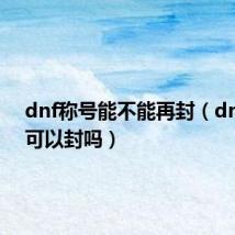 dnf称号能不能再封(dnf称号可以封吗)